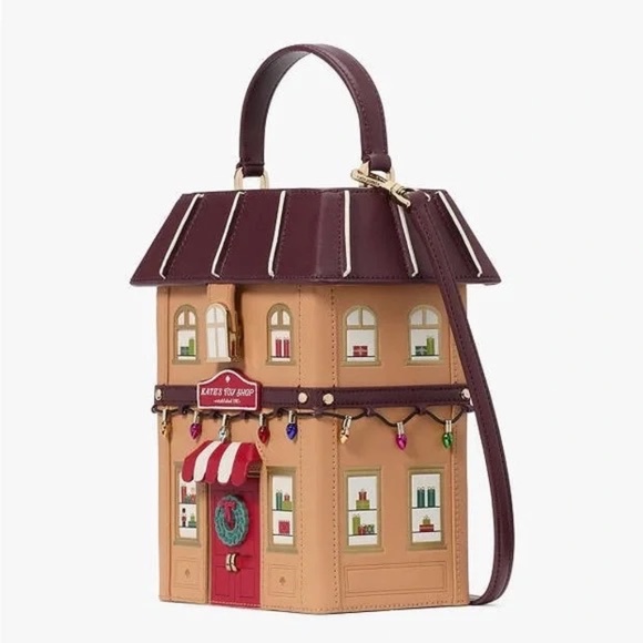 NWT Kate Spade Christmas Bag Toy Shop House Clutch Satchel Crossbody 3D Novelty - Picture 4 of 7